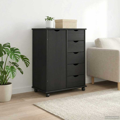 Rolkowa szafka 63,5 x 39 x 79 cm Lite drewno sosnowe Szary