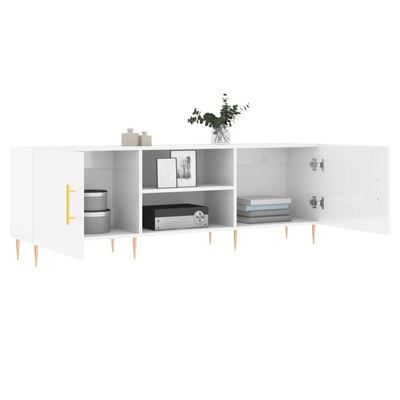 vidaXL Szafka pod TV, wysoki połysk, biała, 150x30x50 cm