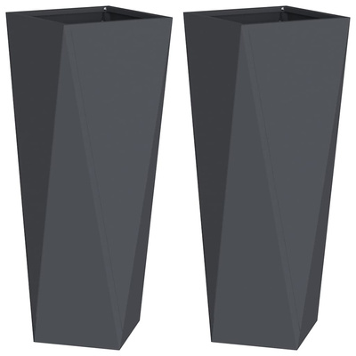 Donica 2 pcs Antracyt 30 x 30 x 75 cm Stal