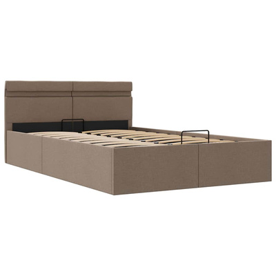 vidaXL Rama łóżka z podnośnikiem i LED, taupe, tkanina, 120 x 200 cm