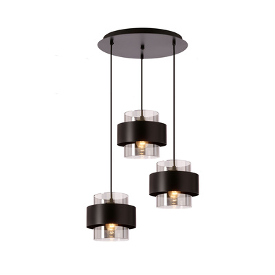 Spiega lampa wisząca talerz czarny 3x60W E27 klosz dymiony