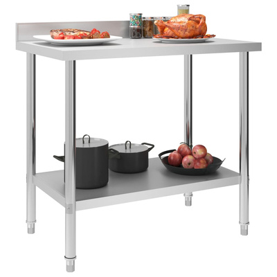 vidaXL Kuchenny stół roboczy z listwą, 100x60x93 cm, stal nierdzewna
