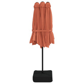 Podwójny parasol ogrodowy z LED, terakotowy, 449x265 cm