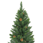 vidaXL Sztuczna choinka z lampkami i szyszkami, zielona, 210 cm