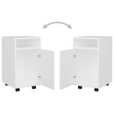 Szafka boczna, kółka, biała 33x38x60 cm materiał drewnopochodny