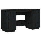 vidaXL Biurko, czarne, 140x50x75 cm, lite drewno sosnowe
