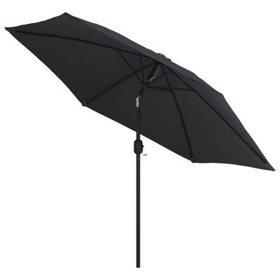 Parasol ogrodowy na metalowym słupku, 300 cm, czarny