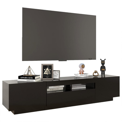Szafka pod TV z oświetleniem LED, czarna, 180x35x40 cm