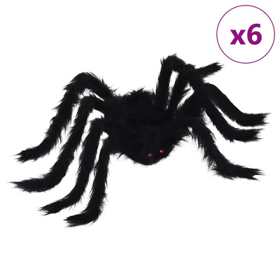 Dekoracja Pająka na Halloween 6 pcs Czarny 75 cm