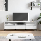 vidaXL Szafka pod TV, wysoki połysk, biała, 150x30x44,5 cm