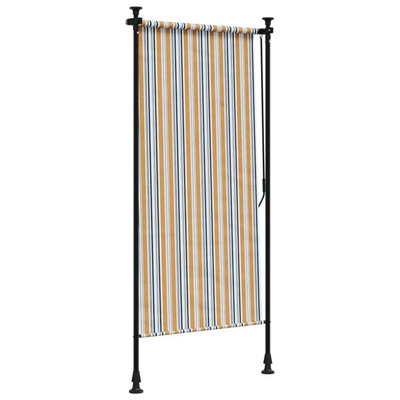 vidaXL Roleta zewnętrzna, żółto-biała, 120x270 cm, tkanina i stal
