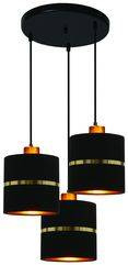 Lampa wisząca z abażurami Assam czarna ze złotym potrójna nowoczesna