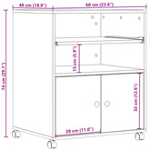 Szafka pod drukarkę, z kółkami, szarość betonu, 60x48x74 cm