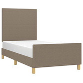 vidaXL Rama łóżka z zagłówkiem, kolor taupe, 90x200 cm, obita tkaniną model standard