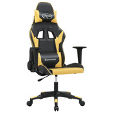 vidaXL Fotel gamingowy, czarno-złoty, sztuczna skóra model standard