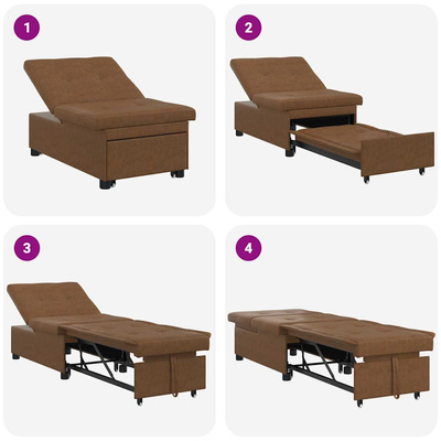 Sofa Bed Brązowy 194 x 67 x 82 cm Tkanina Huahua