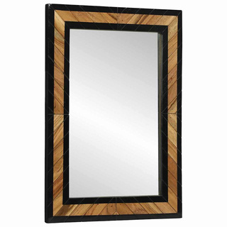 Lustro ścienne Prostokątny Czarny i Brązowy 70 x 2 x 70 cm