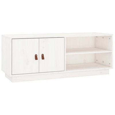 vidaXL Szafka pod TV, biała, 105x34x40 cm, lite drewno sosnowe