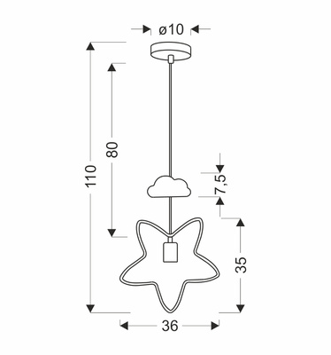 star c lampa wisząca 20w E27 iq kids czarny+biały