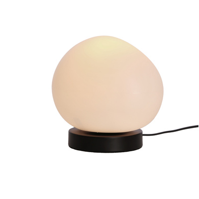 Lampa stołowa STONES minimalistyczna - biały akrylowy klosz 20 cm w kształcie kamienia - skandynawska lampka nocna do sypialni i salonu E27