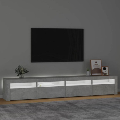 vidaXL Szafka pod TV z oświetleniem LED, szarość betonu, 240x35x40 cm