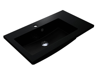 Umywalka BARCELONA 700 L MIRASTONE CZARNA Z BROKATEM