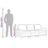 3-osobowa sofa, kremowa, 180 cm, tapicerowana tkaniną