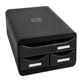 Exacompta Organizer biurkowy Small-Box Black z 3 szufladkami, połysk