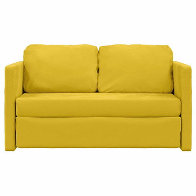 Sofa podłogowa 2-w-1, ciemnożółta, 122x204x55 cm, aksamit