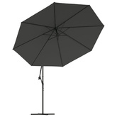 Parasol wiszący z LED i metalowym słupkiem, 350 cm, antracytowy