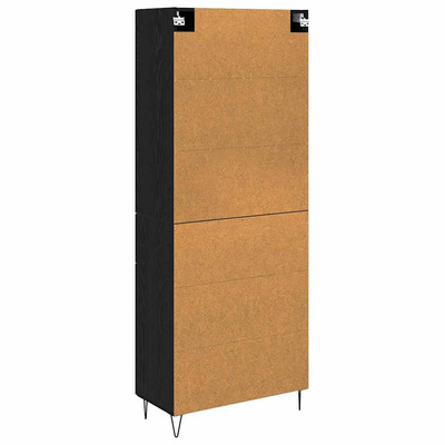 Highboard Czarny Dąb 69,5 x 34 x 180 cm Drewno inżynieryjne