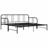 z wysuwaną ramą łóżka, czarna, metalowa, 90x200 cm Sofa