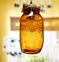 Lampa wisząca Jars pojedyncza z kloszem do jadalni i kuchni pomarańczowa