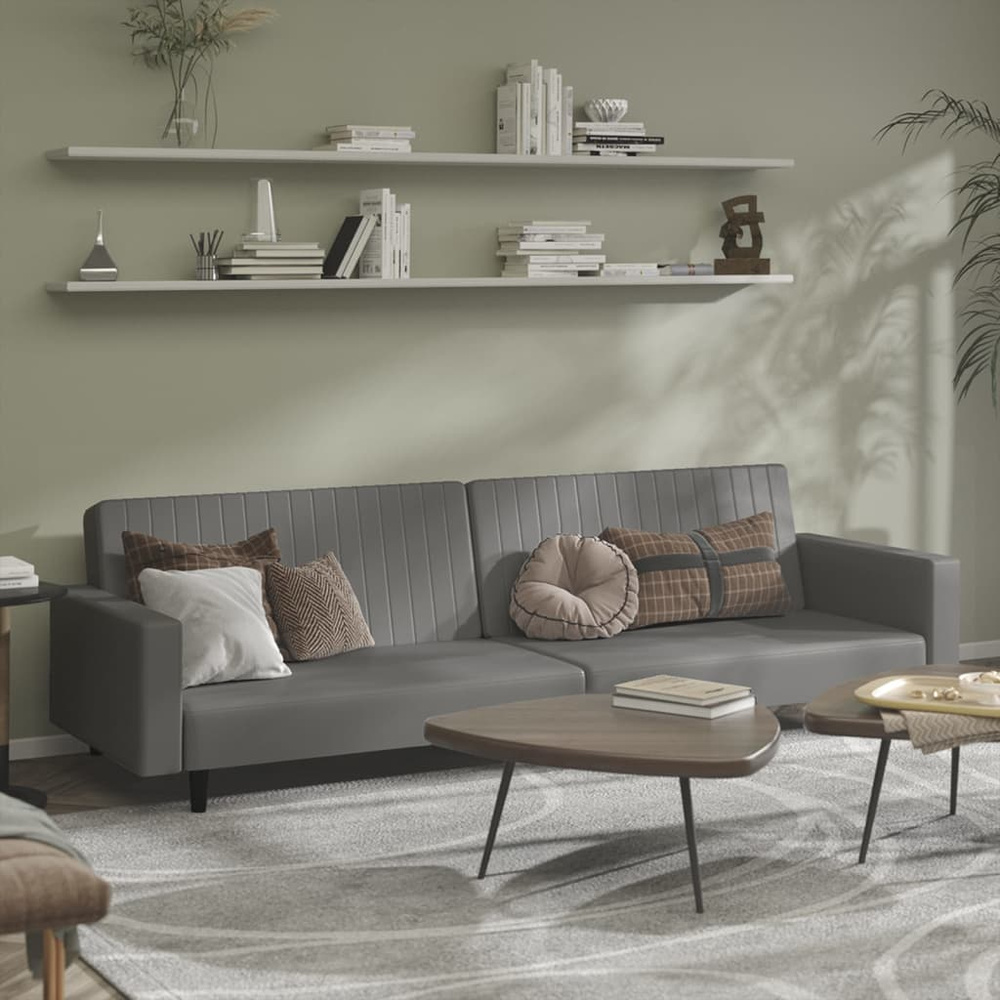 2-osobowa sofa, szara, sztuczna skóra