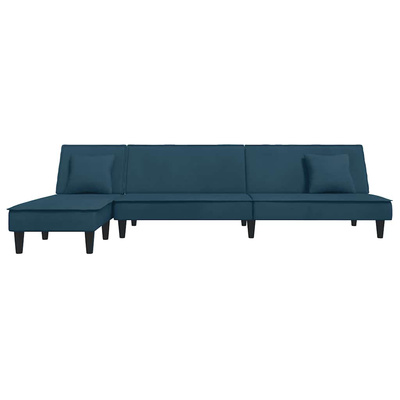 Sofa rozkładana w kształcie L, niebieska, 255x140x70, aksamit vidaXL