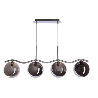 LUMOS lampa wisząca 4x20W G9 chrom klosze szklane  grafitowe nowoczesna elegancka oprawa oświetleniowa salon jadalnia sypialnia glamour