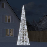 vidaXL Choinka z lampek, na maszt, 1534 zimne białe LED, 500 cm