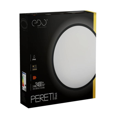 Plafon PERETI 24W czarny pierścień 35cm, 3000K barwa ciepła, 2400lm, IP44, 220-240V EDO777616 EDO Solutions