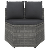 8-częściowa sofa do ogrodu, z poduszkami, polirattan, szara