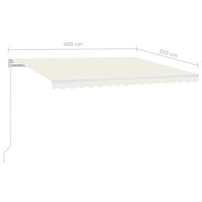 Ręcznie zwijana markiza z LED, 400 x 350 cm, kremowa