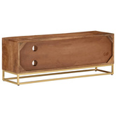 vidaXL Szafka pod TV, 110x30x40 cm, lite drewno mango i żelazo