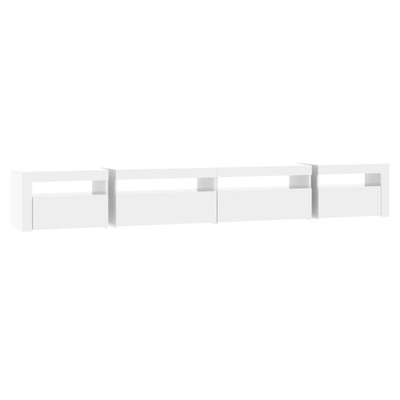 vidaXL Szafka pod TV z oświetleniem LED, biała z połyskiem,270x35x40cm