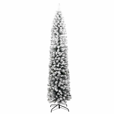 Smukła, sztuczna choinka, zielona, ośnieżona, 210 cm, PVC