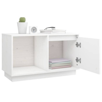 vidaXL Szafka pod TV, biała, 74x35x44 cm, lite drewno sosnowe