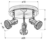 Lampa sufitowa plafon 3X50W GU10 sat nikiel-chrom ARKON 98-60051
