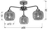 Lampa sufitowa chromowa szklany klosz 3x40W Ray Candellux 33-67081