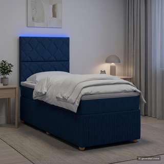 Łóżko z box spring LED z materacem niebieski 100 x 200 cm