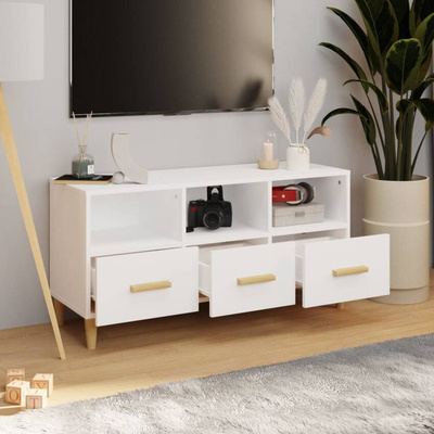 Szafka pod TV, biała, wysoki połysk, 102x36x50 cm vidaXL