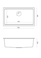 LOGAN 110 GraniteQ zlewozmywak pure carbon 76x44x23,5 cm 1-komorowy wpuszczany z syfonem manualnym złoty