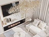 Żyrandol złoty lampa wisząca sufitowa glamour nowoczesna ICICLE RAINY RAIN 120CM GOLD